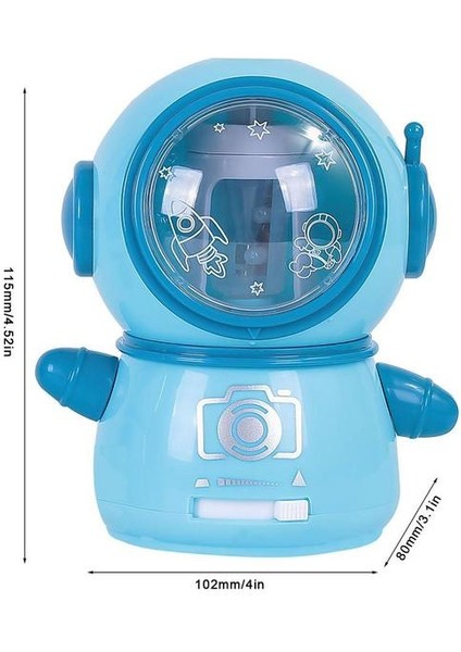 Mavi Yeşil Kalemtıraş Spaceman Elektrikli Kalemtıraş Ağır Sevimli Kalemtıraş Çocuklar Için Tak Otomatik Durdurma Kalem (Yurt Dışından)