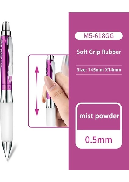 Sis Tozu Uni Mekanik Kurşun Kalem M5-618GG Yorgunluk Önleyici Çekirdeği Kırmak Kolay Değil 0.5mm Kurşun Çekirdeği Sallayın Okul Malzemeleri Kırtasiye (Yurt Dışından)