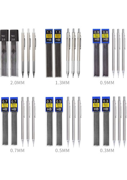 1 Adet 0.5mm Kalem Mekanik Kurşun Kalem Seti 0.3 0.5 0.7 0.9 1.3 2.0mm Tam Metal Sanat Çizim Boyama Otomatik Kurşun Kalem Ofis Okul Kaynağı (Yurt Dışından) modelleri