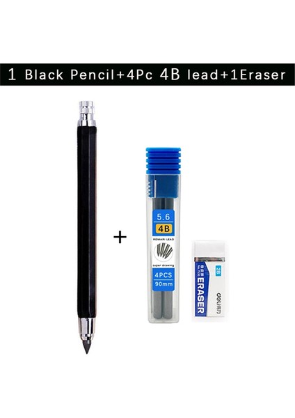 Siyah Kalem Seti - 4b Mekanik Kurşun Kalem 5.6mm 2b/4b/6b/8b Graffiti Çizim Tarama Otomatik Kalemler Profesyonel Boyama Yazma Malzemeleri Için Set (Yurt Dışından)