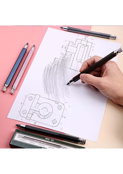 Siyah Kalem Seti - 4b Mekanik Kurşun Kalem 5.6mm 2b/4b/6b/8b Graffiti Çizim Tarama Otomatik Kalemler Profesyonel Boyama Yazma Malzemeleri Için Set (Yurt Dışından)