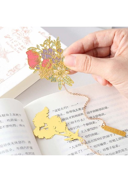 B Yaratıcı Çin Tarzı Çiçekler Pirinç Imi Püskül Kolye ile Retro Kitap Klipleri Öğrenci Güzel Hatıra Okul Ofis Malzemeleri (Yurt Dışından) fırsatları