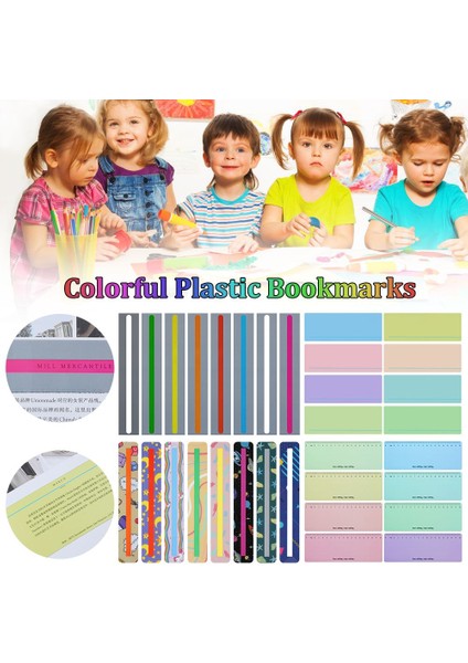 --Stil 3 Okuma Yardımı Işaretli Renk Renkli Plastik Bant Okuma Kılavuzu Vurgulama Şeridi Renkli Plastik Yer Imleri Şeffaf Işaret (Yurt Dışından)