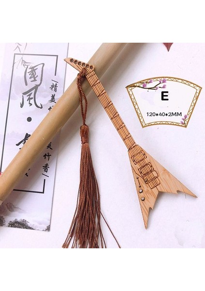 09 Çin Tarzı Narin Lute Gitar Bambu Imi Vintage Ahşap Oyma Lute Püskül Imi Öğrenci Hatıra Hediye (Yurt Dışından)