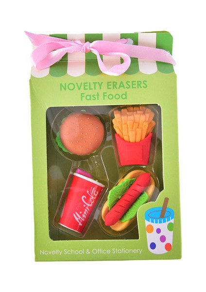 Yeşil 4 Adet Kawaii Yaratıcı Gıda Kek Silgi Noel Çocuk Hediye Dondurma Hamburger Lolipop Ayrılabilir Kauçuk Silgi Kırtasiye (Yurt Dışından)