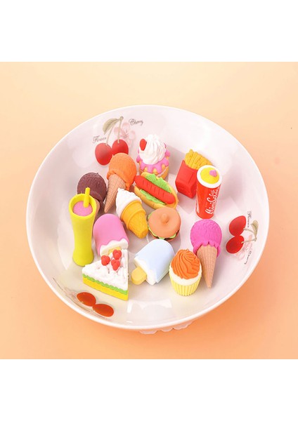 Yeşil 4 Adet Kawaii Yaratıcı Gıda Kek Silgi Noel Çocuk Hediye Dondurma Hamburger Lolipop Ayrılabilir Kauçuk Silgi Kırtasiye (Yurt Dışından)