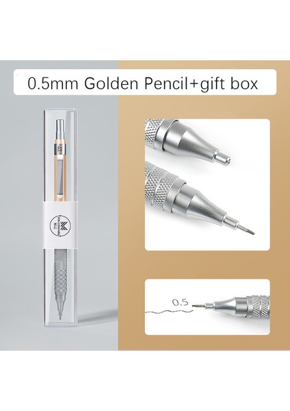 0.5mm Altın Kutu ile Metal Düşük Yerçekimi Otomatik Kalem 0.3/0.5/0.7/2.0mm Profesyonel Çizim Yazma Mekanik Kurşun Kalem Kurşun Ofis Okul Malzemeleri (Yurt Dışından)