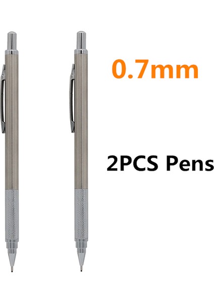 2pcs 0.7mm Kalem Yüksek Kaliteli Paslanmaz Çelik Mekanik Kurşun Kalem Tek Kalem Seti Veya Öğrencilerin Çizim Yapması ve Yazması Için 2 Kalem 0.5 0.7 0.9 1.3mm (Yurt Dışından)