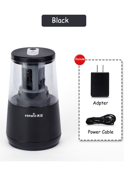 Siyah Tenwin Otomatik Elektrikli Kalemtıraş Ağır USB Mekanik Çocuklar Kızlar Için Okul Kırtasiye Ofis ve Kırtasiye (Yurt Dışından)