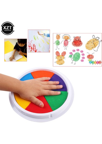 Mavi 6 Renk Yuvarlak Mürekkep Pedi Damga Dıy Parmak Boyama Zanaat Kart Yapımı Toksik Olmayan Yıkanabilir Eğitim Çizim Aracı Çocuklar Için (Yurt Dışından) fiyatları