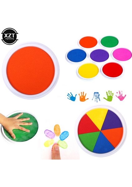 Mavi 6 Renk Yuvarlak Mürekkep Pedi Damga Dıy Parmak Boyama Zanaat Kart Yapımı Toksik Olmayan Yıkanabilir Eğitim Çizim Aracı Çocuklar Için (Yurt Dışından) modelleri