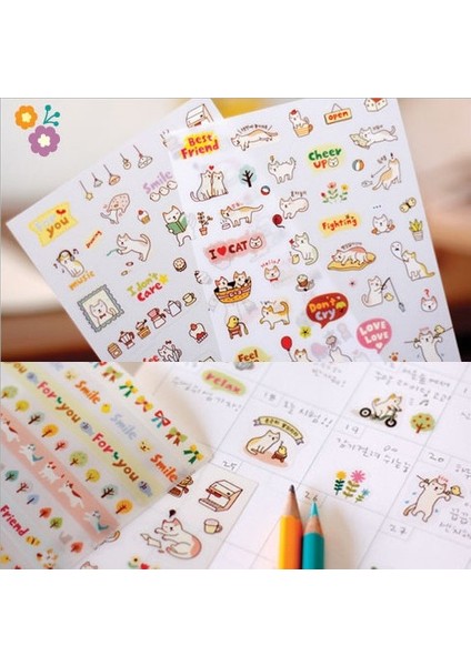 16 Sevimli Kız Sevimli Kırtasiye 6 Sayfa/1 Takım Kawaii Deco Kedi Kız Scrapbooking Planlayıcısı Çıkartmalar/yapışkan Notlar/filofax/papeleria/ofis Malzemeleri (Yurt Dışından) modelleri