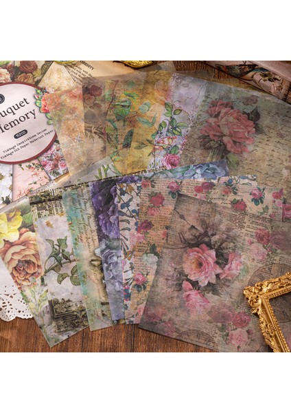 Stil 2 15 Adet Kahve Boyama Dantel Malzeme Kağıt Önemsiz Dergisi Planlayıcısı Scrapbooking Vintage Çiçek Dekoratif Dıy Dokulu Kraft El Işi Kağıdı (Yurt Dışından)