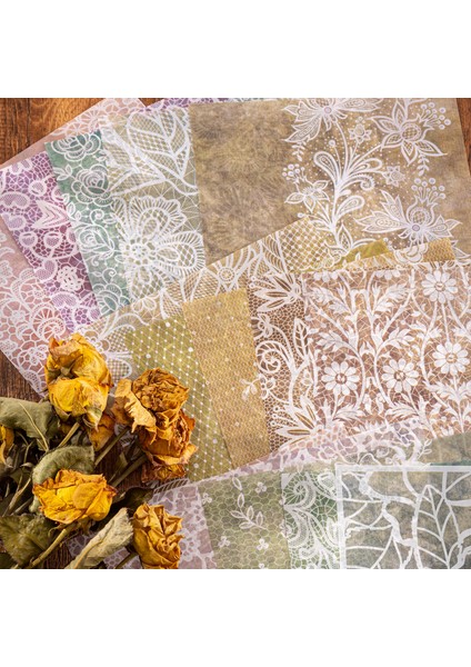 Stil 2 15 Adet Kahve Boyama Dantel Malzeme Kağıt Önemsiz Dergisi Planlayıcısı Scrapbooking Vintage Çiçek Dekoratif Dıy Dokulu Kraft El Işi Kağıdı (Yurt Dışından)