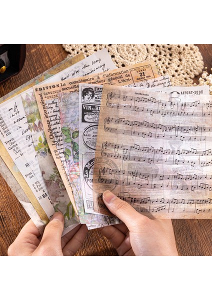 Stil 2 15 Adet Kahve Boyama Dantel Malzeme Kağıt Önemsiz Dergisi Planlayıcısı Scrapbooking Vintage Çiçek Dekoratif Dıy Dokulu Kraft El Işi Kağıdı (Yurt Dışından)