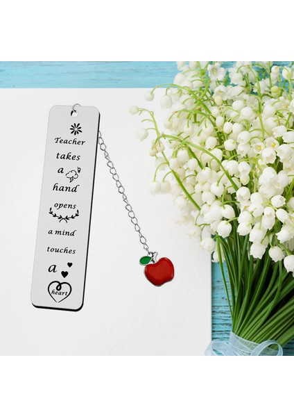 Stil 4 Paslanmaz Çelik Metal Kitap Ayracı Apple Kolye ile Öğrenci Öğretmen Yazı Okuma Imi Öğrenme Malzemeleri Öğretmenler Günü Hediyesi (Yurt Dışından) fırsatları
