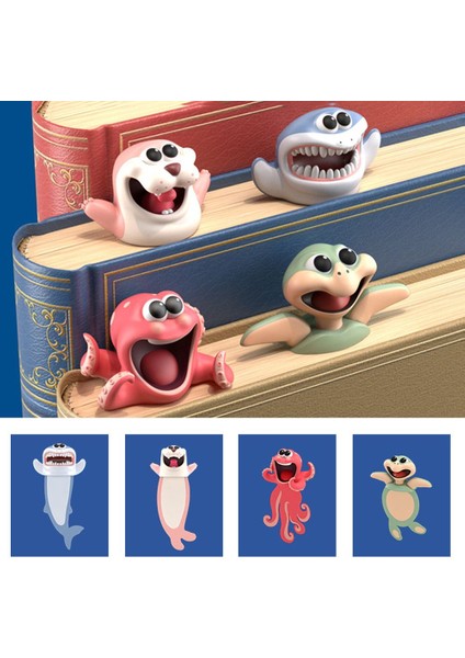 --Hippo 3D Stereo Karikatür Işaretleyici Hayvan Imleri Pvc Okyanus Serisi Mühür Ahtapot Kedi Panda ve Shiba Inu Kırtasiye Çocuklar Için Kitap Ayracı (Yurt Dışından) modelleri