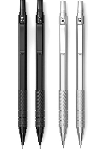 0.5mm-Simli Yüksek Kaliteli 1 Adet Metal Mekanik Kurşun Kalem Gümüş Siyah Düşük Yerçekimi Otomatik Grafit Eskiz Kalem Boyama Sanat Malzemeleri (Yurt Dışından) fırsatları