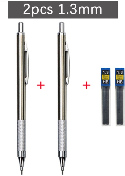 2 Adet 1.3mm Sıcak Satış Yeni 0.5/0.7/0.9/1.3/2.0mm Hb Metal Mekanik Kurşun Kalem Kurşun Kalem ile Öğrenci Boyama ve Yazma Okul Kırtasiye (Yurt Dışından)