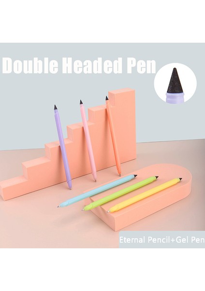 Pembe Yeni Çift Kafa Sınırsız Yazma Ebedi Kalem Hb Nib 1.0mm Siyah Mürekkep Tükenmez Kalem Sanat Resim Yazma Araçları Okul Malzemeleri (Yurt Dışından) fiyatları