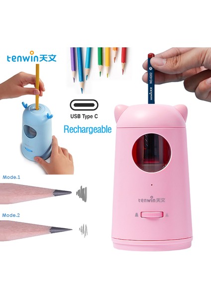 Mavi Tenwin Tip-C Şarjlı Elektrikli Kalemtıraş Yarı Otomatik Şarj Edilebilir Kalemtıraş Ofis Kampüsü Kırtasiye Çocuklar Için (Yurt Dışından) fiyatları