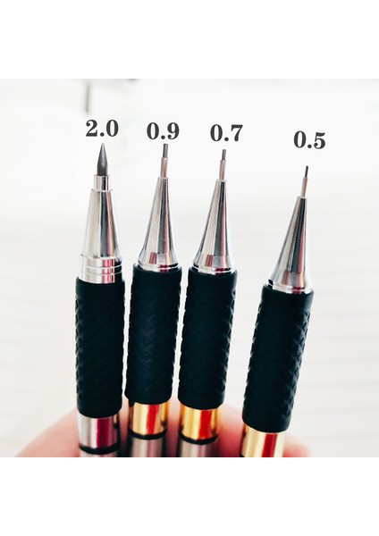1 Adet 0.5 Kalem 0.5 0.7 0.9 2.0 Sanat Metal Otomatik Kalem Kaymaz Kapak Paslanmaz Çelik Mekanik Kurşun Kalem Yazma Siyah Kurşun 12 Renk Dolum (Yurt Dışından)