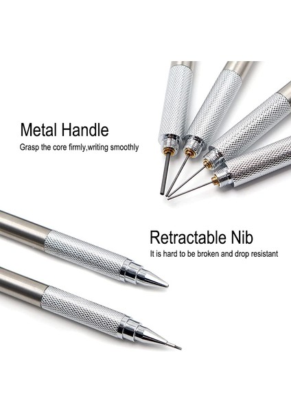 2.0mm 0.5 0.7 0.9 1.3 2.0mm Mekanik Kurşun Kalem Seti Tam Metal Sanat Çizim Boyama Otomatik Kurşun Kalem Ofis Okul Malzemeleri (Yurt Dışından)
