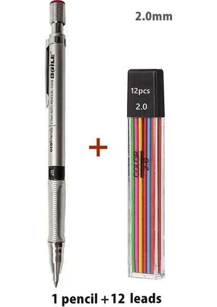 2.0mm Renk Seti C Haile Mekanik Kurşun Kalem Seti Kurşun Dolumlu Metal Kurşun Kalem Marker 0.3 0.5 0.7 0.9 1.3 2.0mm Hb Çizim, Yazma, Sanat Çizimi Için (Yurt Dışından)