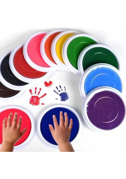 F Yuvarlak 6 Renk Mürekkep Pedi Damga Toksik Olmayan Güvenli Diy Parmak Boyama Zanaat Çocuk Çizim Interaktif Hayal El Izi Pigment Mürekkepleri (Yurt Dışından)