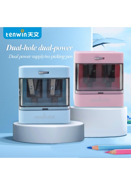 Mavi Tenwın Pembe/mavi Mini Mekanik Kalemtıraş 2 Delik Çocuklar Için Taşınabilir Elektrikli Kırtasiye Bileme Öğrenci Ofis Okul (Yurt Dışından) fiyatları