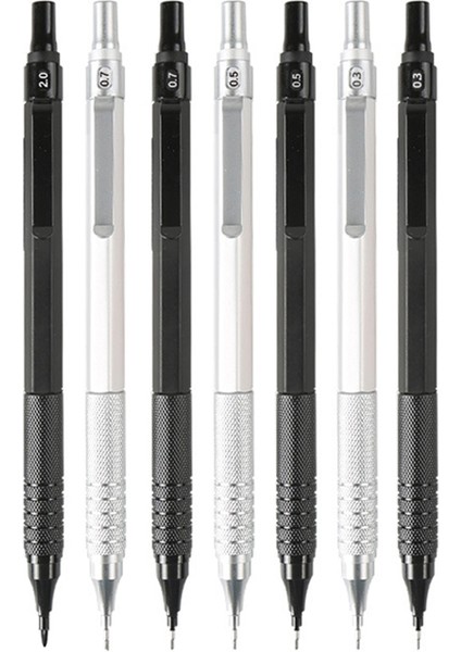 Kutu ile 0.7 Gümüş 0.3 0.5 0.7 2.0mm Sanat Çizim Otomatik Kalemler Düşük Ağırlık Merkezi Geri Çekilebilir Uç Metal Kalem Ofis Okul Hediye Kutusu Seti (Yurt Dışından) fiyatları