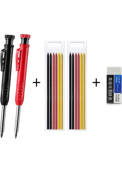 2 Kalem 2 Mix Dolum D Marangoz Kalemleri 3 Renkli Çimento Ahşap Metal Için Inşaat Sahası Talepleri 2.8mm Mekanik Otomatik Kalem Geri Çekilebilir Uç (Yurt Dışından)