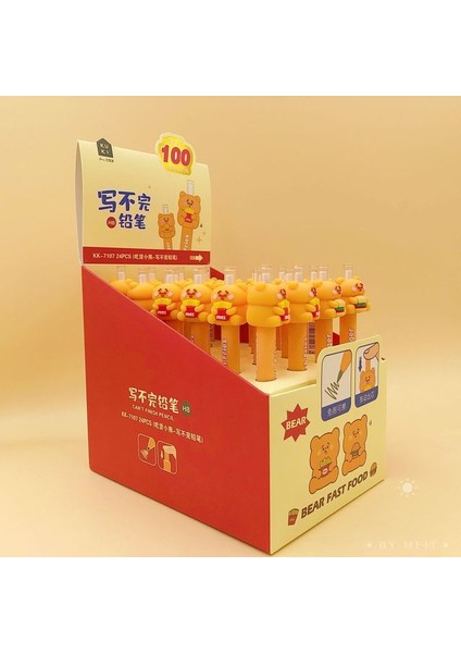 24 Fast Food Ayılar 24 Adet Mekanik Kurşun Kalem 2.0mm Kalın Dolum Kırtasiye Büyük Kapasiteli Karikatür Otomatik Kalemler Ilkokul Öğrencileri Için Kutulu (Yurt Dışından)