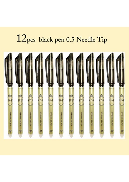 12 Adet 0.5mm Siyah G 12 Adet Silinebilir Jel Kalem Mavi Siyah Kırmızı Mürekkep 0.5 0.38MM Yıkanabilir Saplı Tükenmez Kalem Iğne Ucu Çubuk Öğrenci Yazma Için Eskiz (Yurt Dışından)