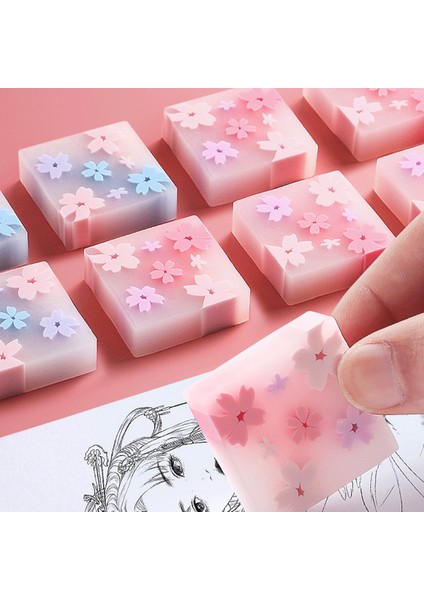 1 Adet Kare 1 Adet Kawaii Sakura Çiçeği Silgi Temiz Silin Düzeltme Araçları Kalem Kauçuk Okul Çocuklar Için Jöle Renkli Kalem Silgi (Yurt Dışından)