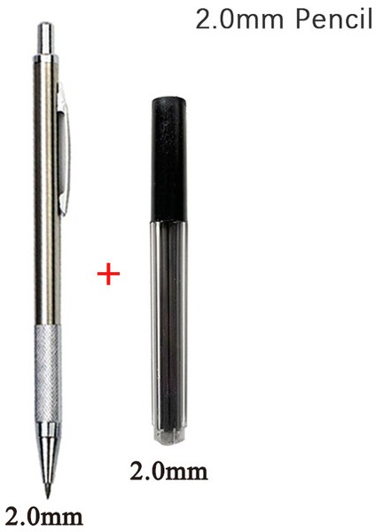 2.0mm Mekanik Kurşun Kalem Seti Metal Sanat Çizim Boyama Otomatik Kurşun Kalem Ofis Okul Malzemeleri 0.3 0.5 0.7 0.9 1.3 2.0mm (Yurt Dışından)