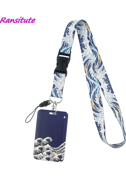 Stil 2 Ransitute R1771 Dalgalar Moda Boyunluklar Kımlık Rozeti Tutucu Otobüs Geçiş Kılıfı Kapak Kayma Bankası Kredi Kartı Tutucu Askı Kart Sahibi (Yurt Dışından) fiyatları