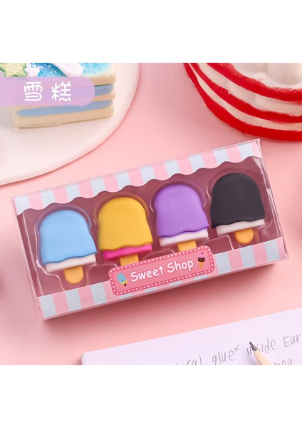 C 4 Adet Nefis Dondurma Silgi Seti Mini Lolipop Tatlı Popsicle Donuts Çocuklar Için Kauçuk Kalem Silgi Hediye Okul Öğrenci Ödülü (Yurt Dışından)