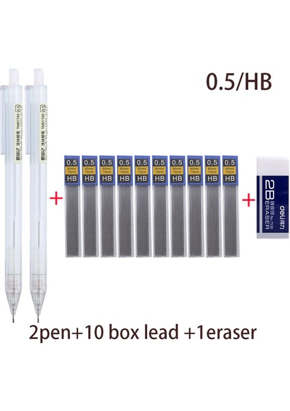 0.5 Takım C Plastik Otomatik Mekanik Kalem Seti 0.5 0.7mm 2b Hb Siyah Kurşun Dolum Yazma Sanat Çizim Okul Japon Tarzı (Yurt Dışından)