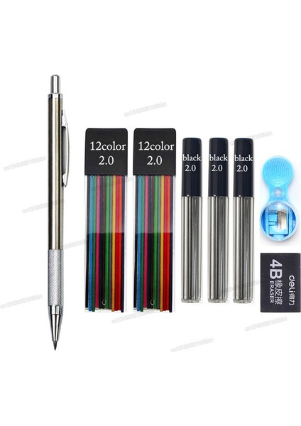 1pen Mix Set C 2.0 Geri Çekilebilir Mekanik Metal/plastik Kalem Renkli Siyah 2mm Dolum 2b Kurşun Profesyonel Kalem Kroki Çizim Okulu (Yurt Dışından)