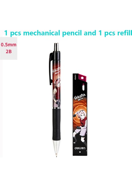 1 Takım Sakura (0.5mm) Deli Kalemler Naruto Mekanik Kurşun Kalem 0.5mm 0.7mm Sevimli Japon Kırtasiye Kawaii Aksesuarları Anime Kalem Yedekler Çocuklar Hediye (Yurt Dışından)