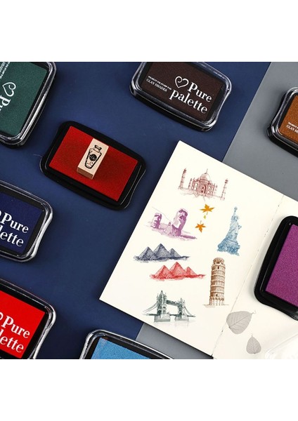 Yeşil El Yapımı Dıy Su Bazlı Parmak Boyası Mürekkep Pedi Kauçuk Pullar Baskı Ahşap Kağıt Scrapbooking Inkpad (Yurt Dışından)