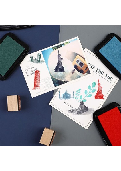 Yeşil El Yapımı Dıy Su Bazlı Parmak Boyası Mürekkep Pedi Kauçuk Pullar Baskı Ahşap Kağıt Scrapbooking Inkpad (Yurt Dışından)
