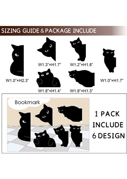 6 Adet Kedi 6 Adet Siyah Kedi Kitap Ayracı Sevimli Karikatür Manyetik Sayfa Klipleri Kitap Işaretleyici Benzersiz Okuma Hediyesi A7405 (Yurt Dışından) indirimleri