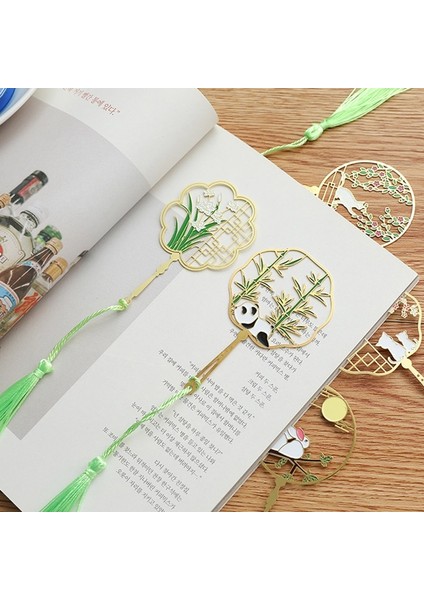 OSS24857SQ10 12 Stilleri Çin Tarzı Antika Fan Pirinç Imi Hayvanlar Panda Tavşan Serisi Sevimli Kolye Hediye ile Metal Kitap Klibi Oymak (Yurt Dışından) indirimleri