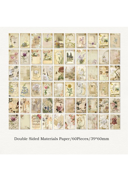 E Nedıe 60 Adet/paket Deco Günlük Kağıdı Dıy Scrapbooking Kolaj Önemsiz Dergisi Estetik Kırtasiye Vintage Çift Taraflı Kağıt (Yurt Dışından)