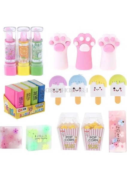 2 Adet 1/2/3/4/12 Adet Kawaii Dondurma Kauçuk Silgi Sanat Okul Ofis Malzemeleri Kırtasiye Kedi Paw Rujlar Patlamış Mısır Kitap (Yurt Dışından) fiyatları