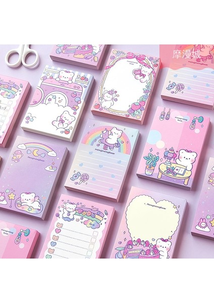 Lianairiji 100 Adet Memo Sevimli Ayı Mor Pinky Mesaj Notları El Kitabı Malzeme Kağıt Kız Erkek Bloknotlar (Yurt Dışından)
