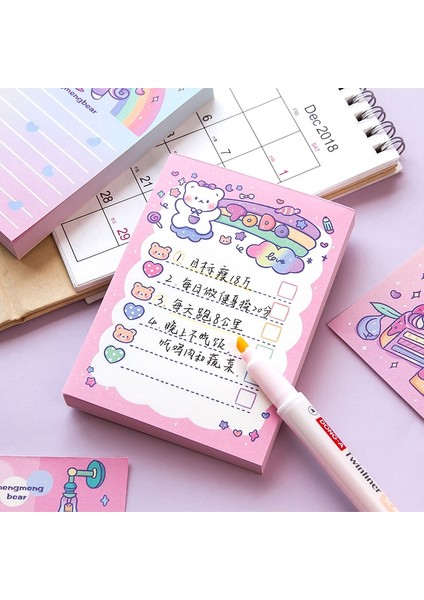 Lianairiji 100 Adet Memo Sevimli Ayı Mor Pinky Mesaj Notları El Kitabı Malzeme Kağıt Kız Erkek Bloknotlar (Yurt Dışından)