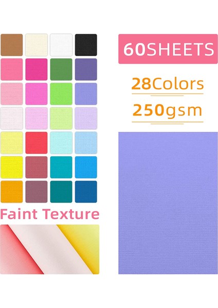 20 Renk 50 Sayfalık Renkli Dokulu Kart Stoğu, Çeşitli Renkler 200GSM Soluk Doku, Tek Taraflı Baskılı Renkli Kağıt, Premium Kalın Kağıt (Yurt Dışından)